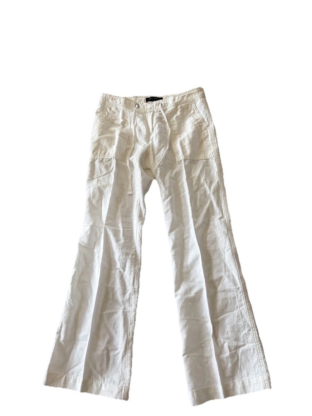 Banana Republic White Drawstring Linen-Blend Pants